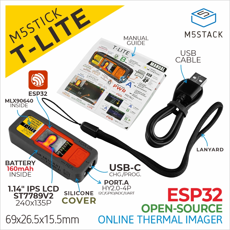 M5Stack Core2 - 공식 M5Stack T-Lite 열상 카메라 Dev