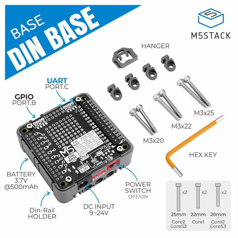 M5Stack 공식 Din 베이스, 500mAh 배터리 - M5Stack Core2 리뷰 및 가격